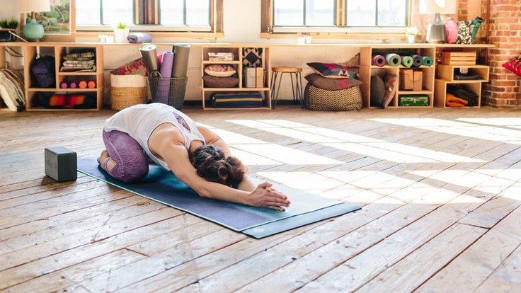 Instructional Yoga Mat with Poses Printed On It & Carrying Strap