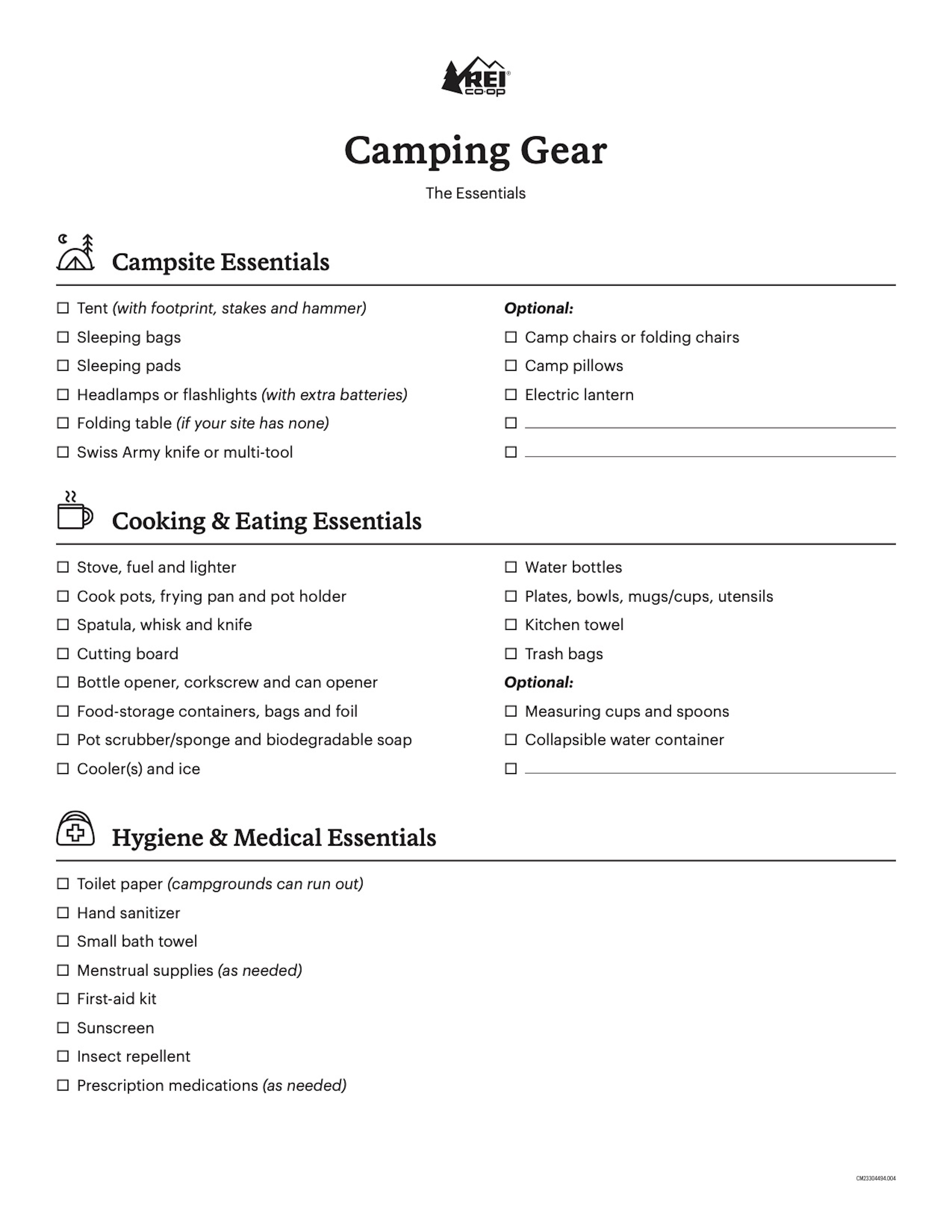 camping essential checklist
