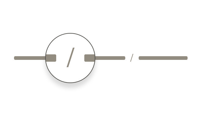 Breadcrumbs separated with a forward slash