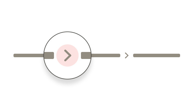 Breadcrumbs separated with a right arrow