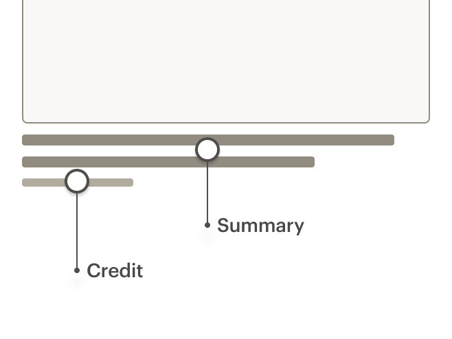 Credit lines with proper separation from the summary lines above