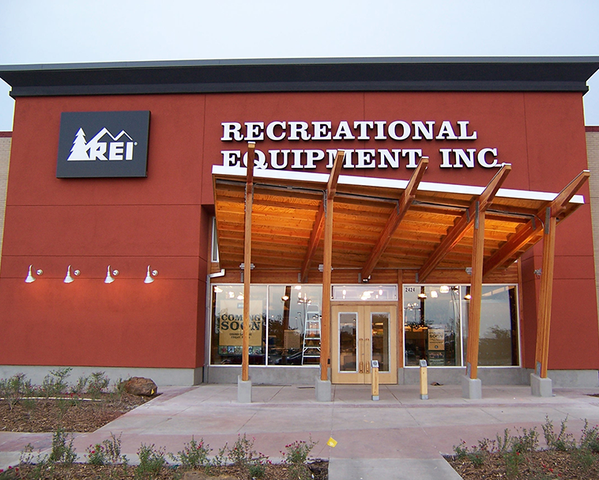 Exterior photo of a REI store.