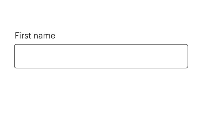 Label reading first name with proper use of sentence case