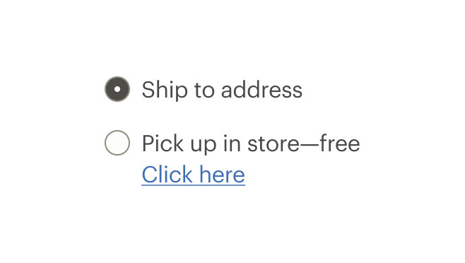 Two radio buttons one with a click here link.