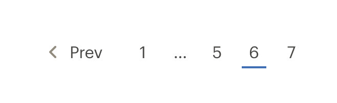 Pagination correctly displaying page number truncation.