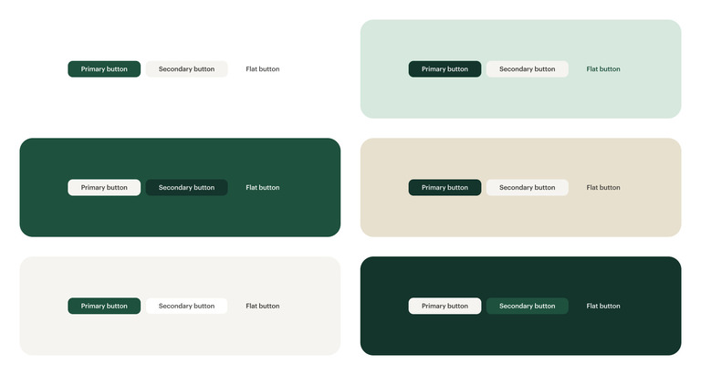 Examples of how button color can change when placed on different palettes