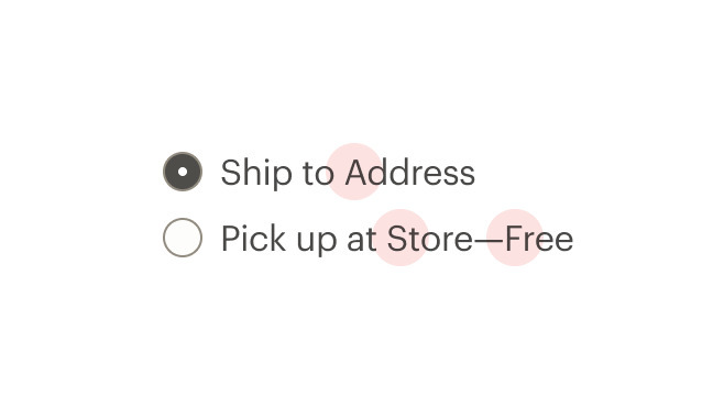 Radio buttons with incorrect use of title capitalization.