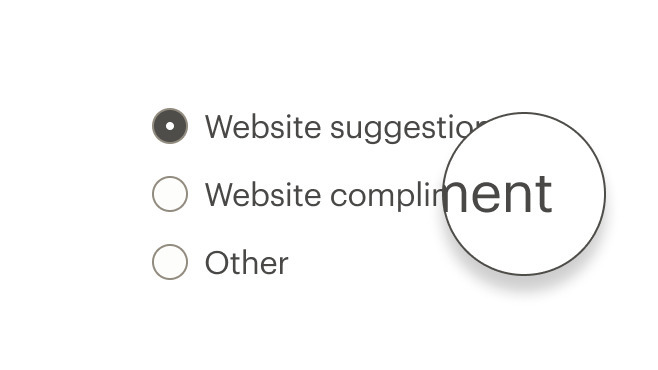 Radio button labels with no ending punctuation.