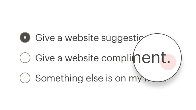 Radio button labels with ending punctuation.