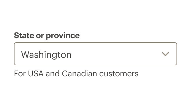 Dropdown with correct use of sentence case in the label.
