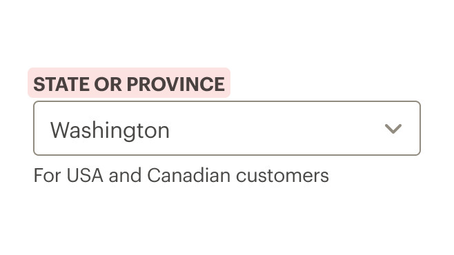 Dropdown with incorrect use of all caps in the label.