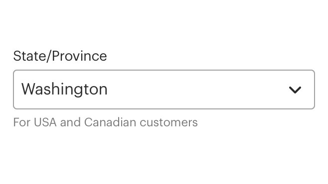 Dropdown with appropriately concise State/Province label.