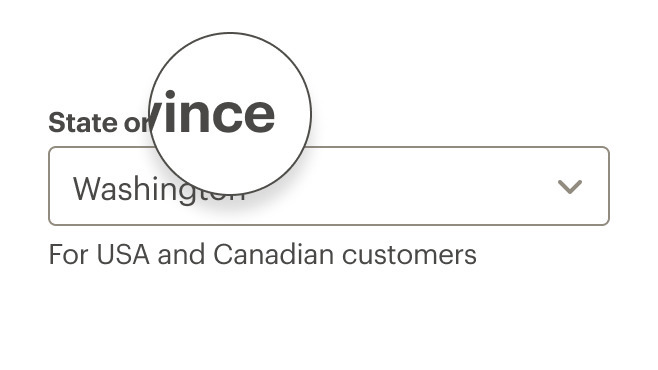 Dropdown label correctly displayed with no end punctuation.