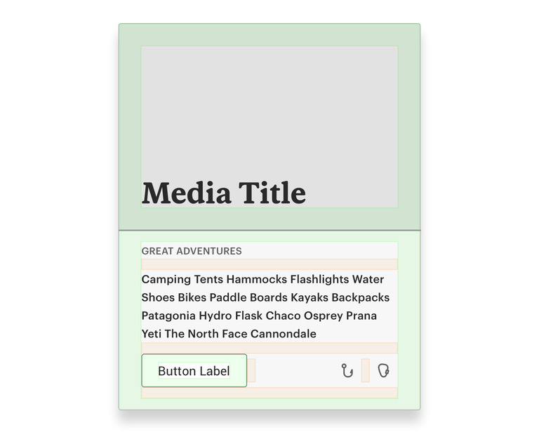 A box with multiple text areas combining spacing and insets to separate the text and provide breakpoint boundaries.