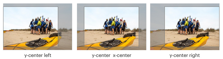 Set of three cropped images with x and y axis combinations