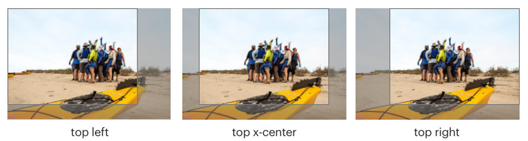 Set of three cropped images with x and y axis combinations