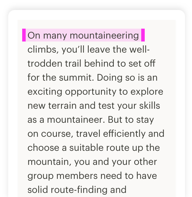A short line length is highlighted because font size is too big on mobile.