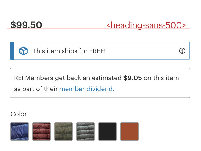 Product price incorrectly displayed with heading style.